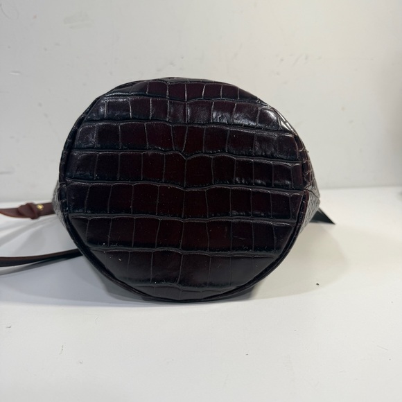 Clare V. Petite Jeanne in Bordeaux Autumn Croco Bucket Bag Embossed Leather - Picture 6 of 13